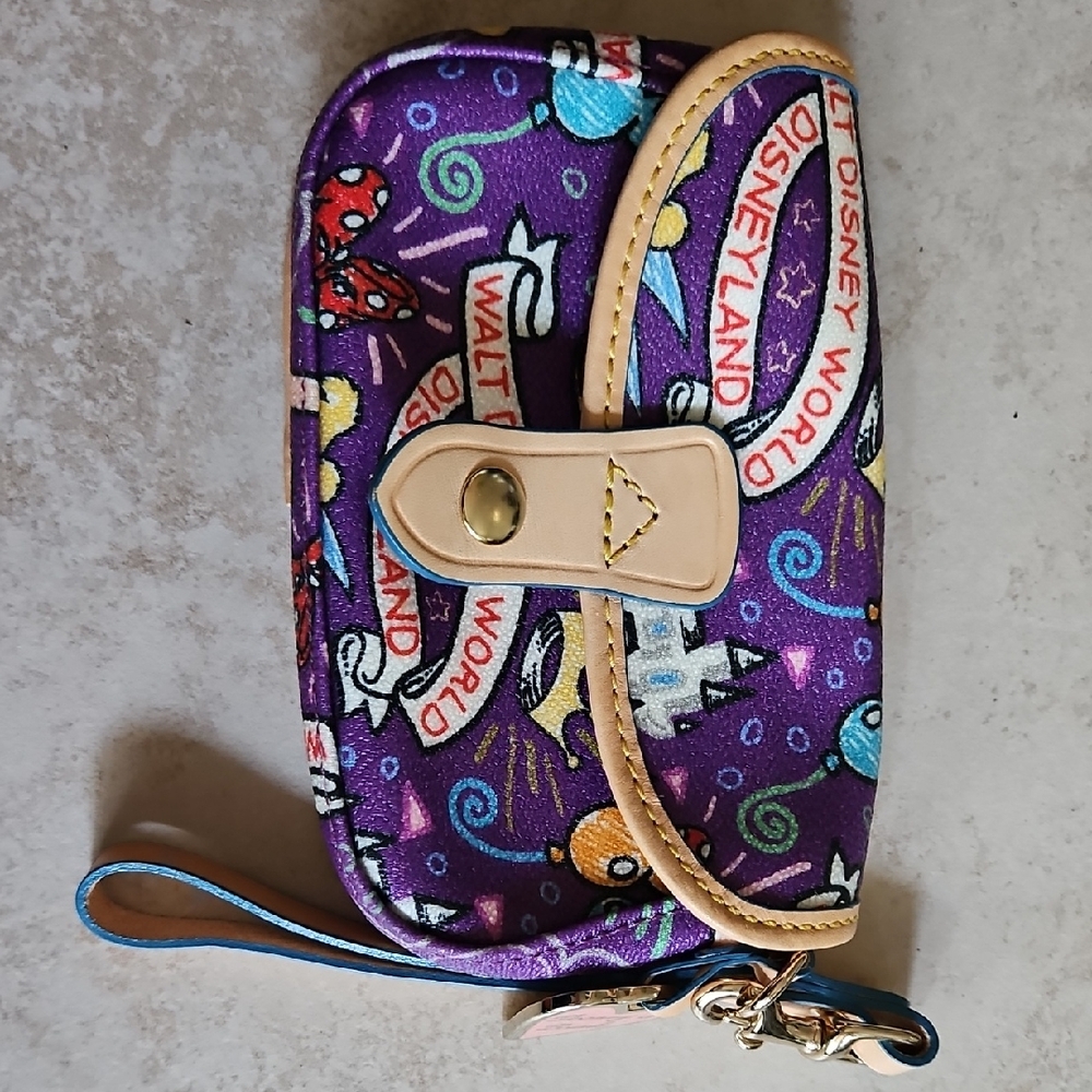 Dooney & Bourke Disney Purple and Cream Wristlet